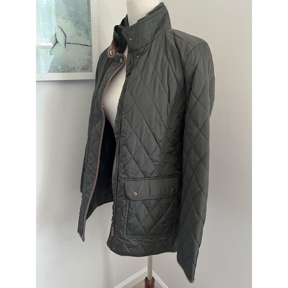 Lauren Ralph Lauren Jacket Womens Small Green Quilted Equestrian Barn Coat - Picture 2 of 12